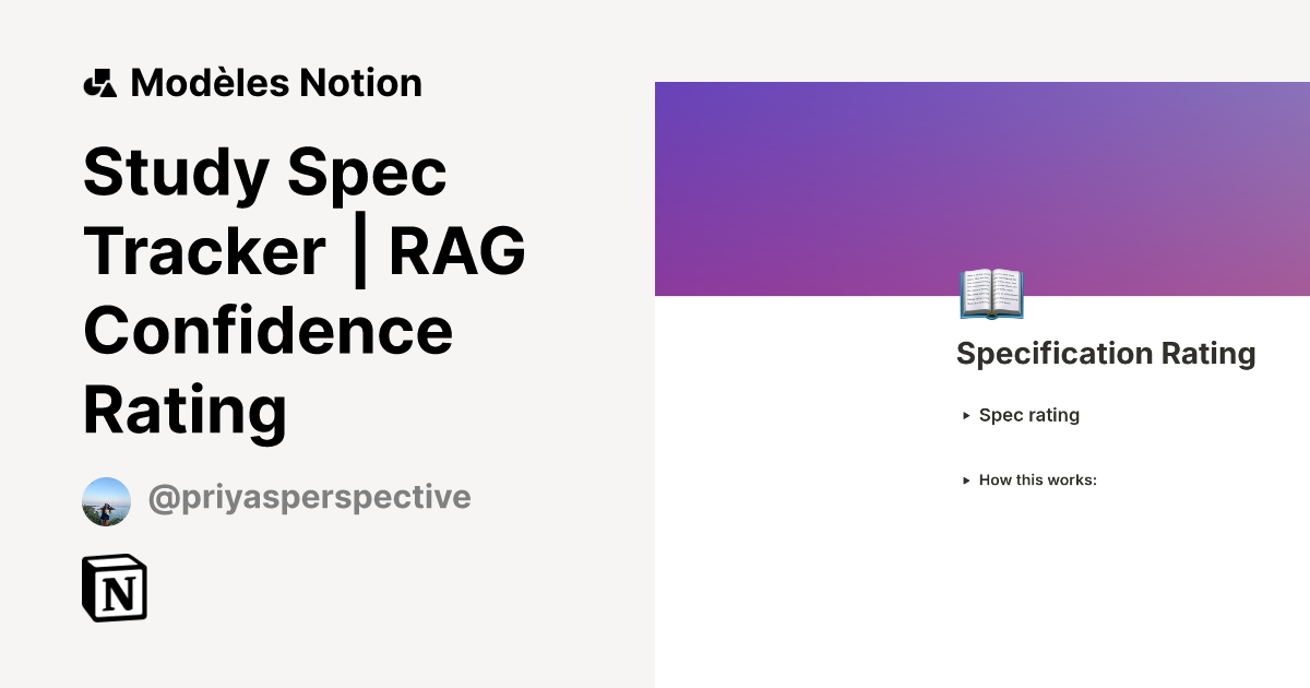 Study Spec Tracker | RAG Confidence Rating | Modèle créé par Priya's ...
