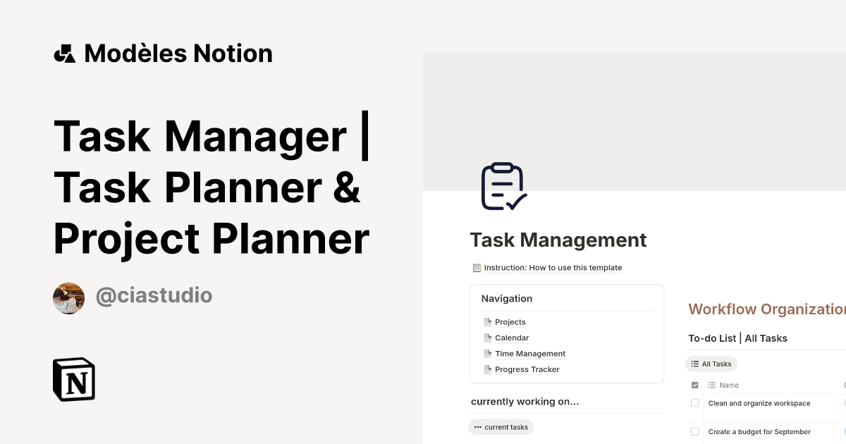 Modèle Task Hub | Task Manager & Planner | Marketplace Notion