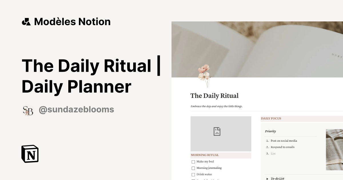 The Daily Ritual | Daily Planner | Modèle créé par Sundaze Blooms ...