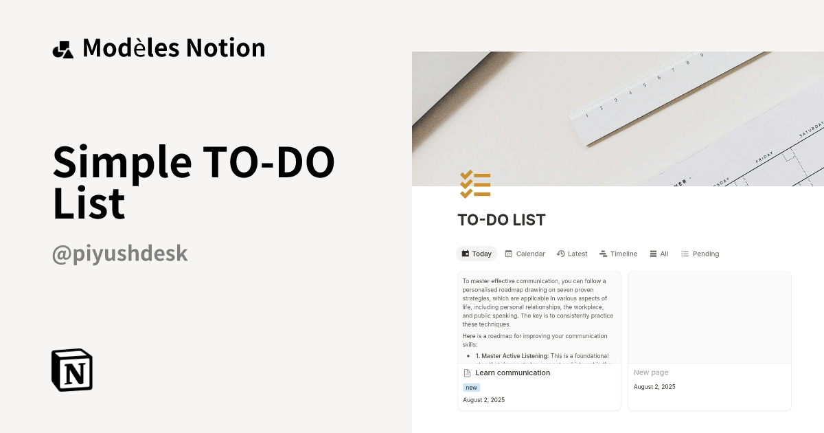 Simple TO-DO List | Modèle créé par Piyush’s Template Desk ...