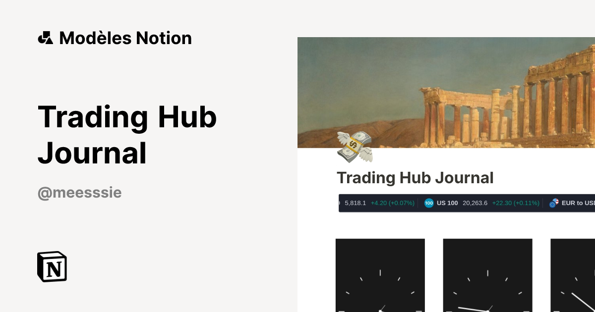 Modèle Trading Hub Journal | Marketplace Notion