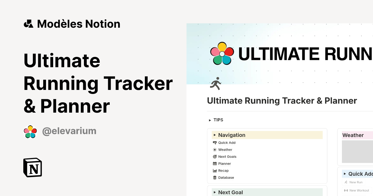 Ultimate Running Tracker & Planner | Modèle créé par Elevarium ...