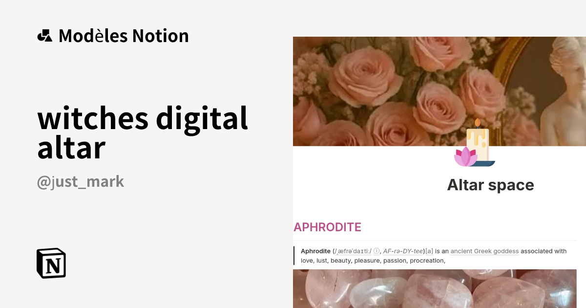 Modèle witches digital altar | Marketplace Notion