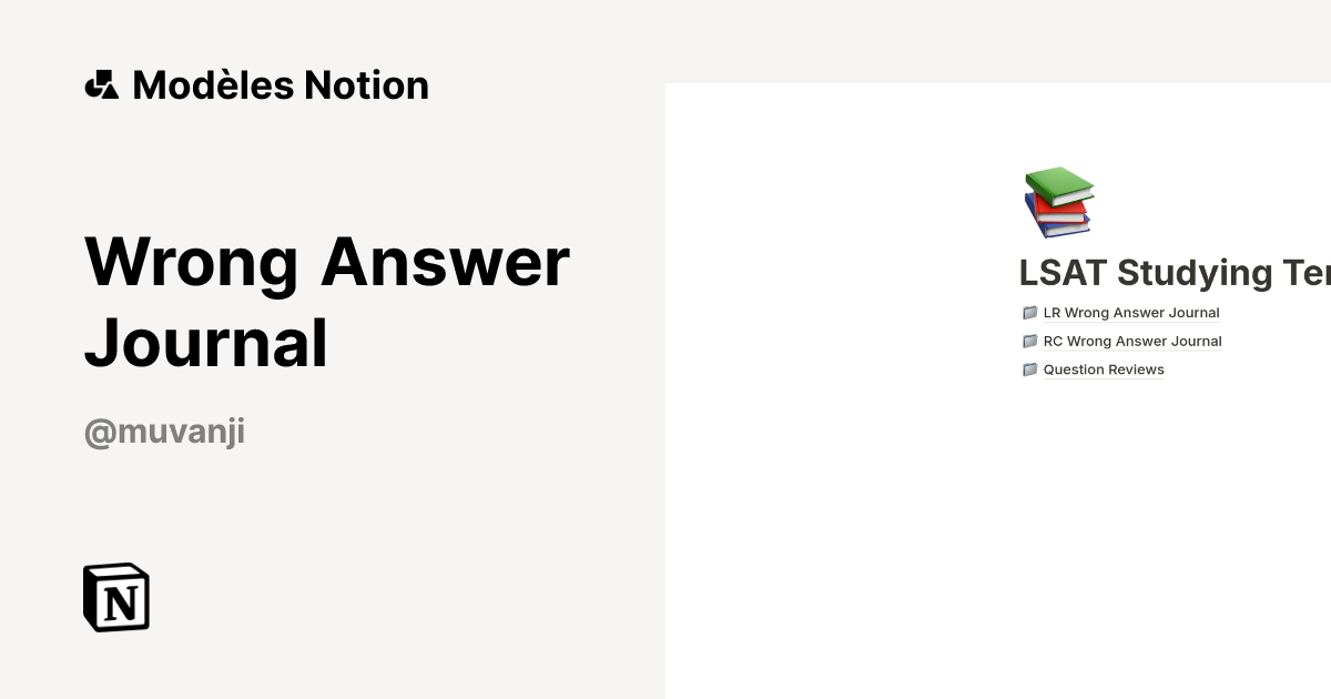 Wrong Answer Journal | Modèle créé par muvanji | Marketplace Notion