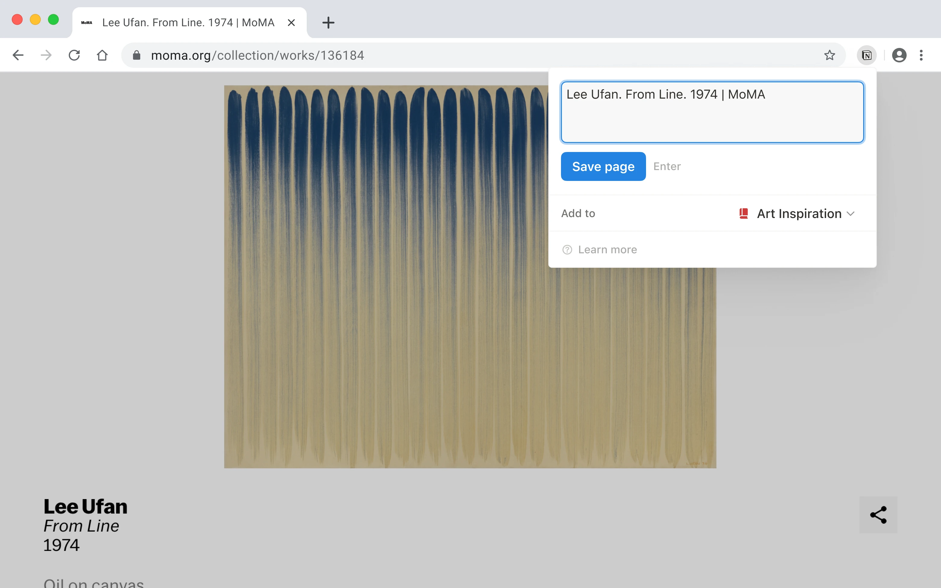 Una captura de pantalla de Notion Web Clipper en escritorio