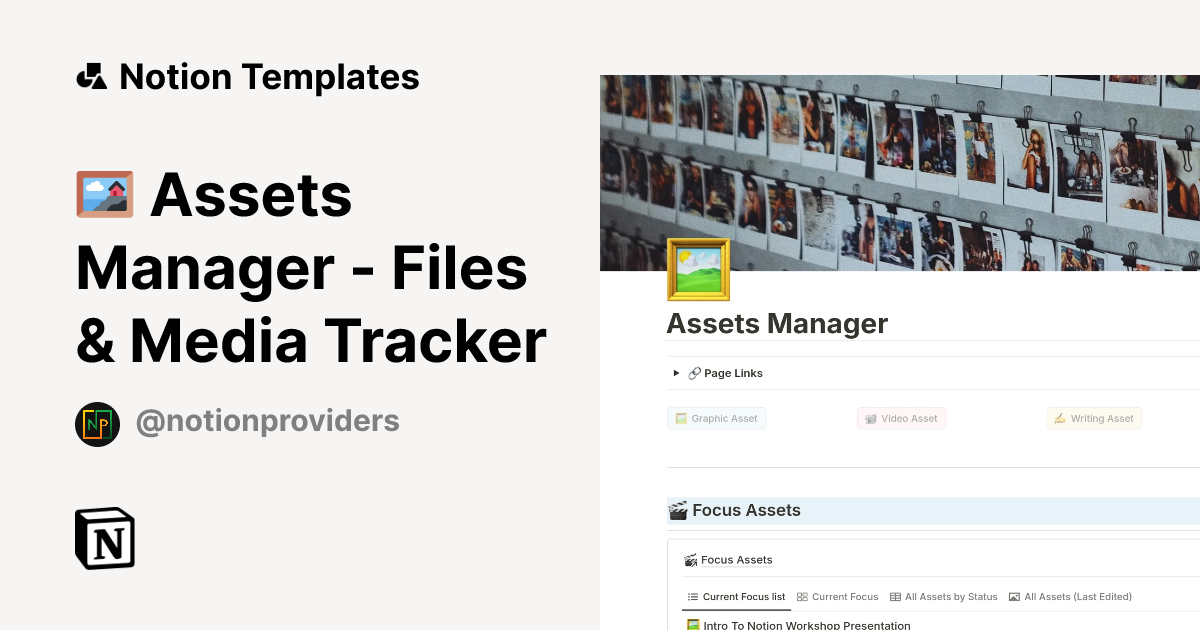 תבנית 🖼 Assets Manager - Files & Media Tracker | Marketplace של Notion