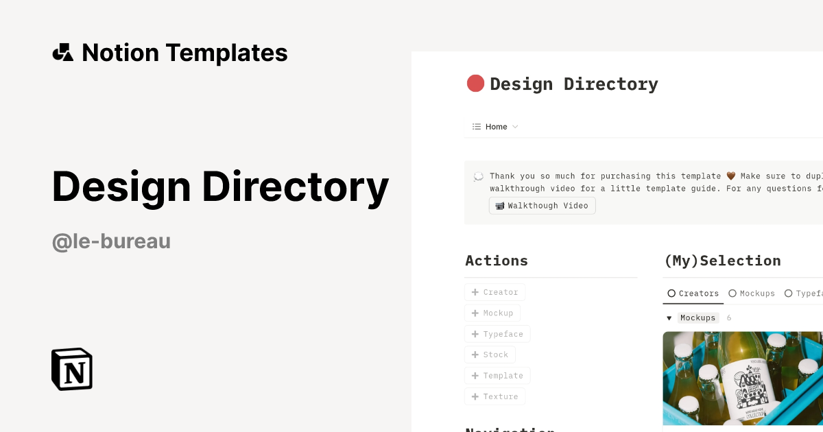 תבנית Design Directory מאת Le Bureau | Marketplace של Notion