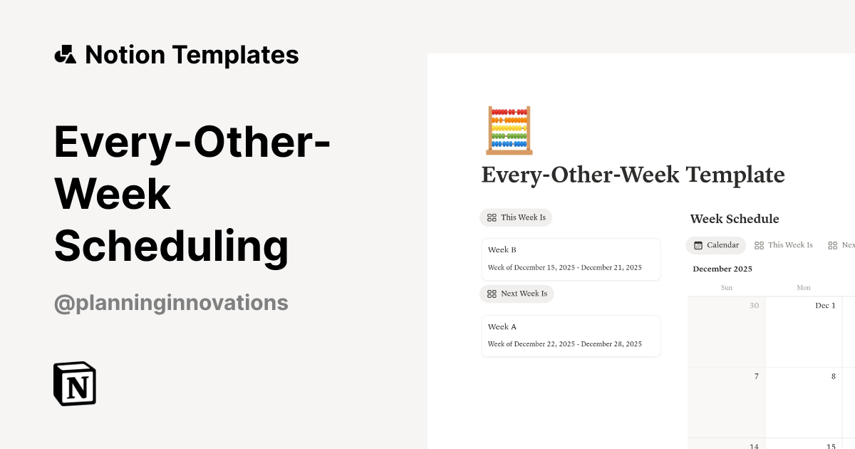 תבנית Every-Other-Week Scheduling | Marketplace של Notion