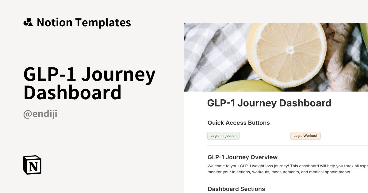 תבנית GLP-1 Journey Dashboard | Marketplace של Notion