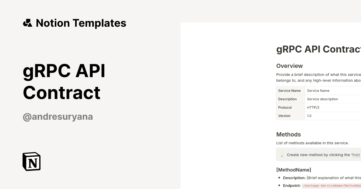 תבנית gRPC API Contract | Marketplace של Notion