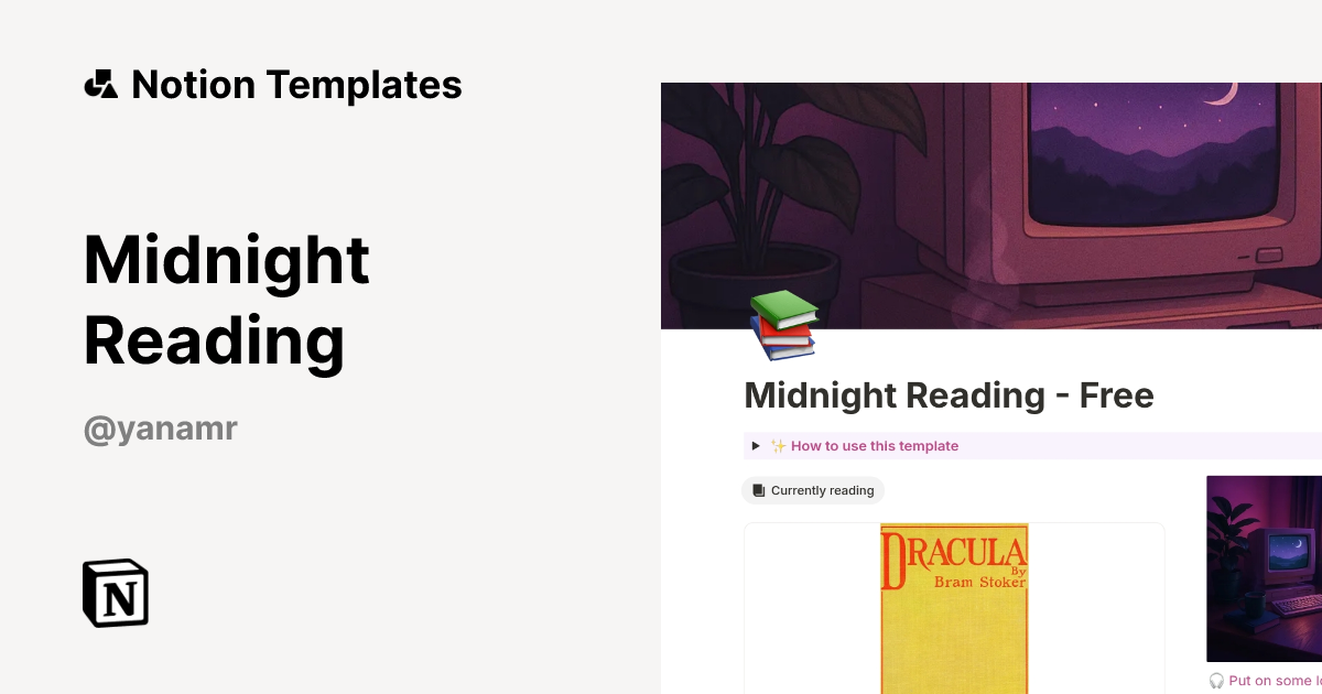 תבנית Midnight Reading | Marketplace של Notion