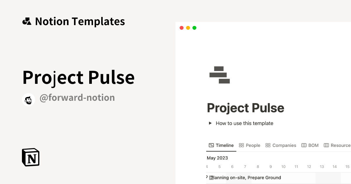תבנית Project Pulse מאת Forward_Notion | Marketplace של Notion