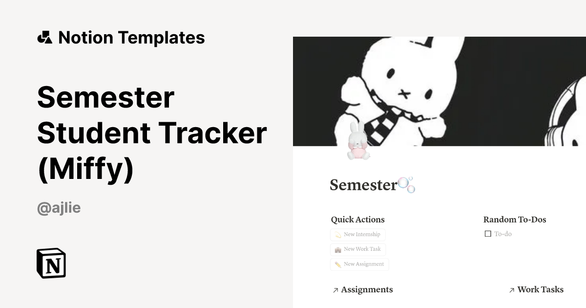 תבנית Semester Student Tracker (Miffy) | Marketplace של Notion