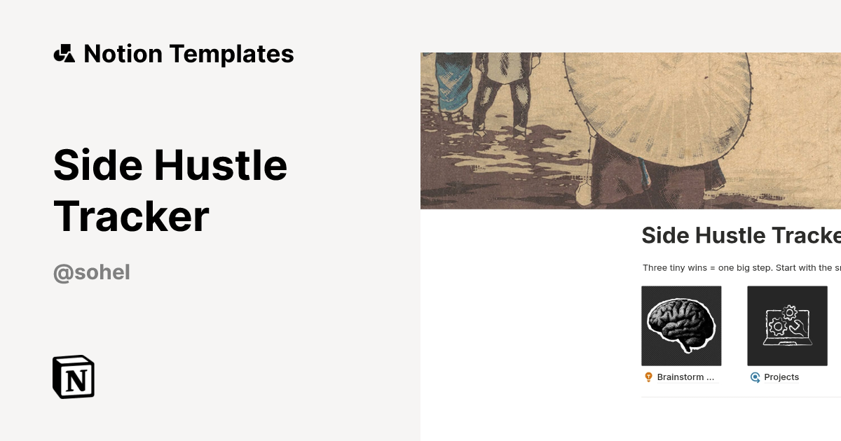 תבנית Side Hustle Tracker מאת Sohel | Marketplace של Notion