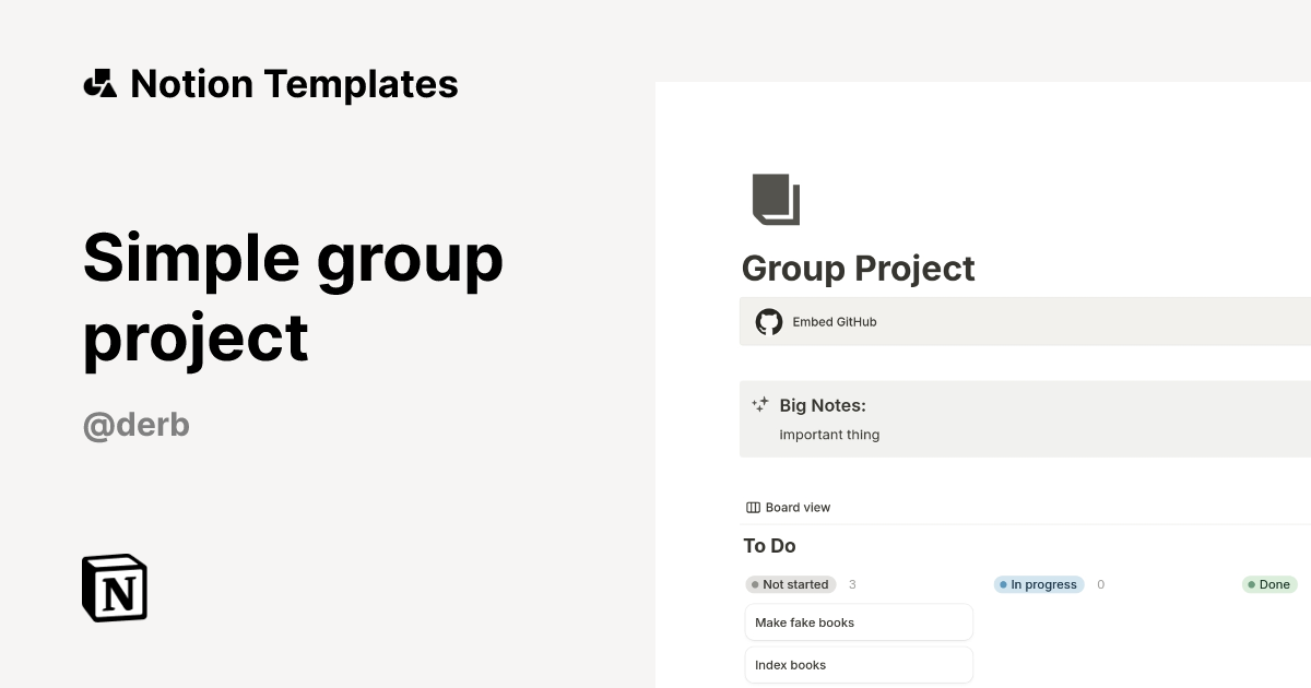תבנית Simple group project מאת Dervla | Marketplace של Notion