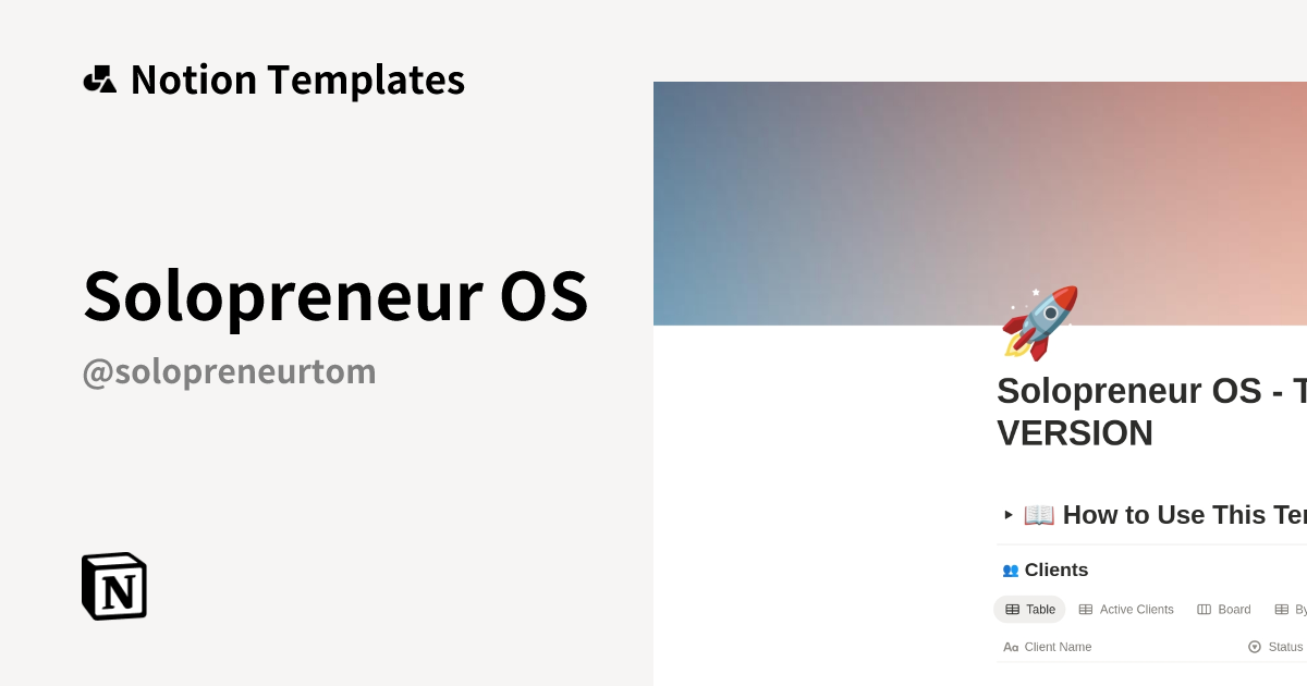 תבנית Solopreneur OS | Marketplace של Notion