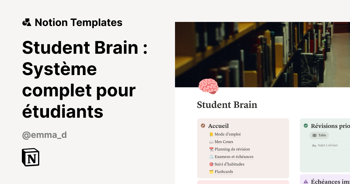 תבנית Student Brain : Système complet pour étudiants | Marketplace של ...