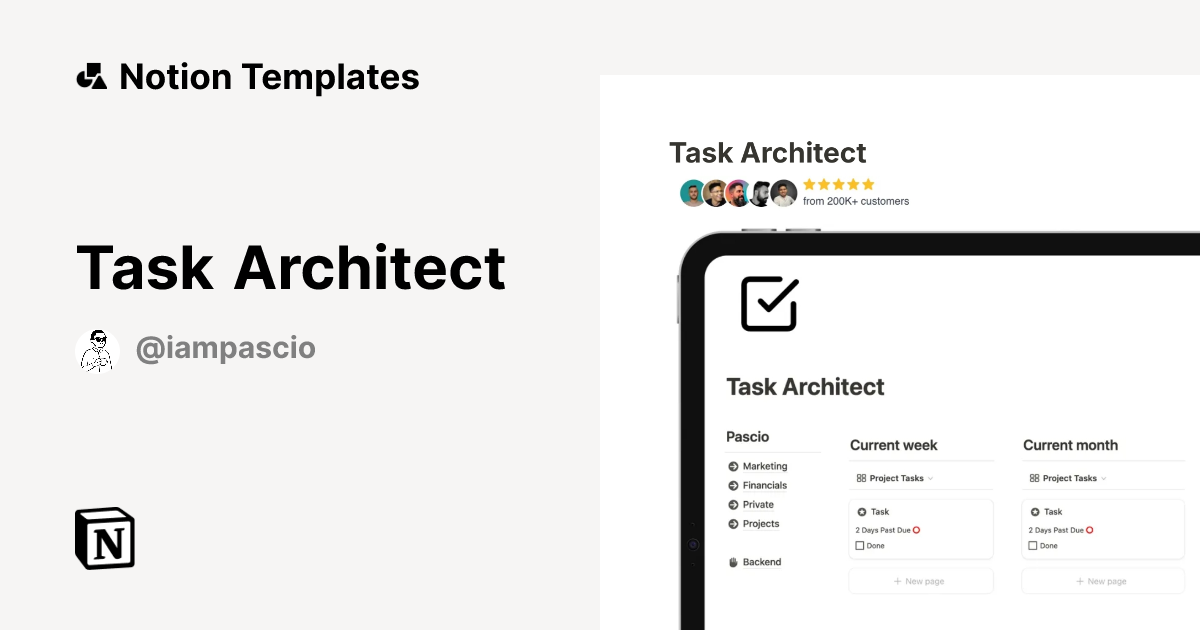 תבנית Task Architect | Marketplace של Notion
