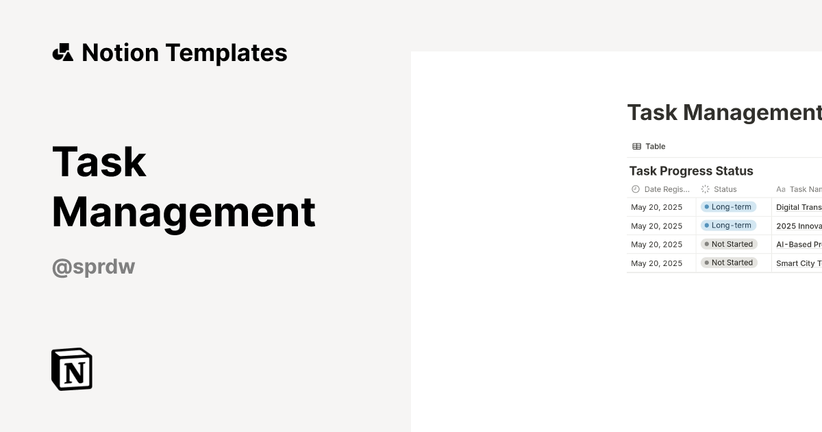 תבנית Task Management | Marketplace של Notion