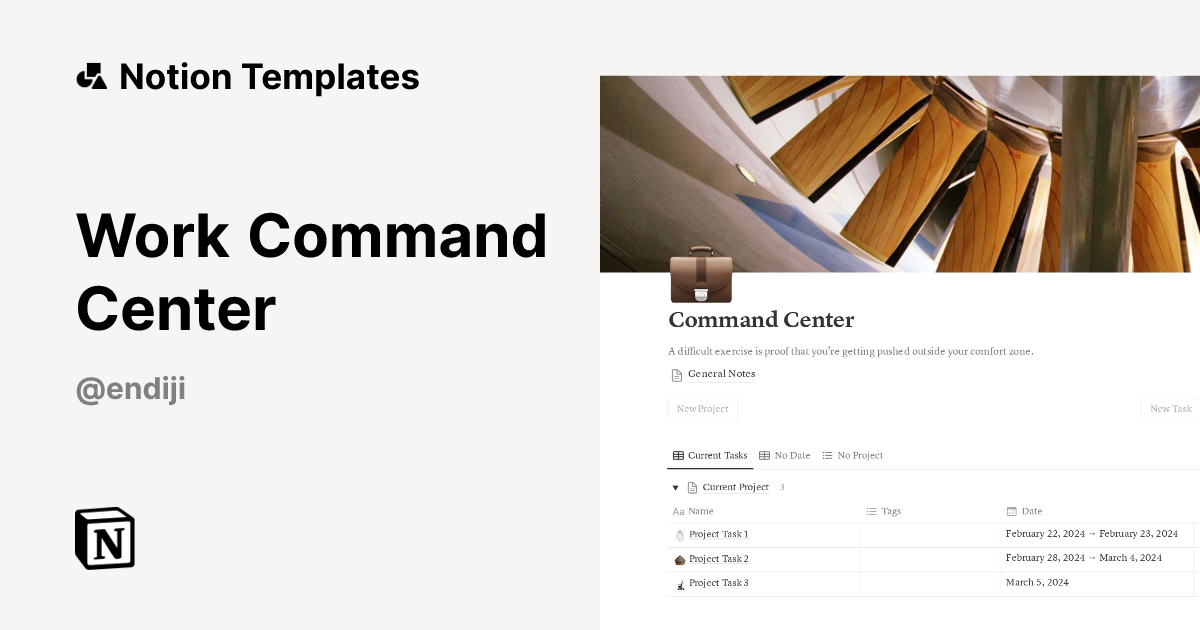 תבנית Work Command Center מאת Nick @ Endiji | Marketplace של Notion