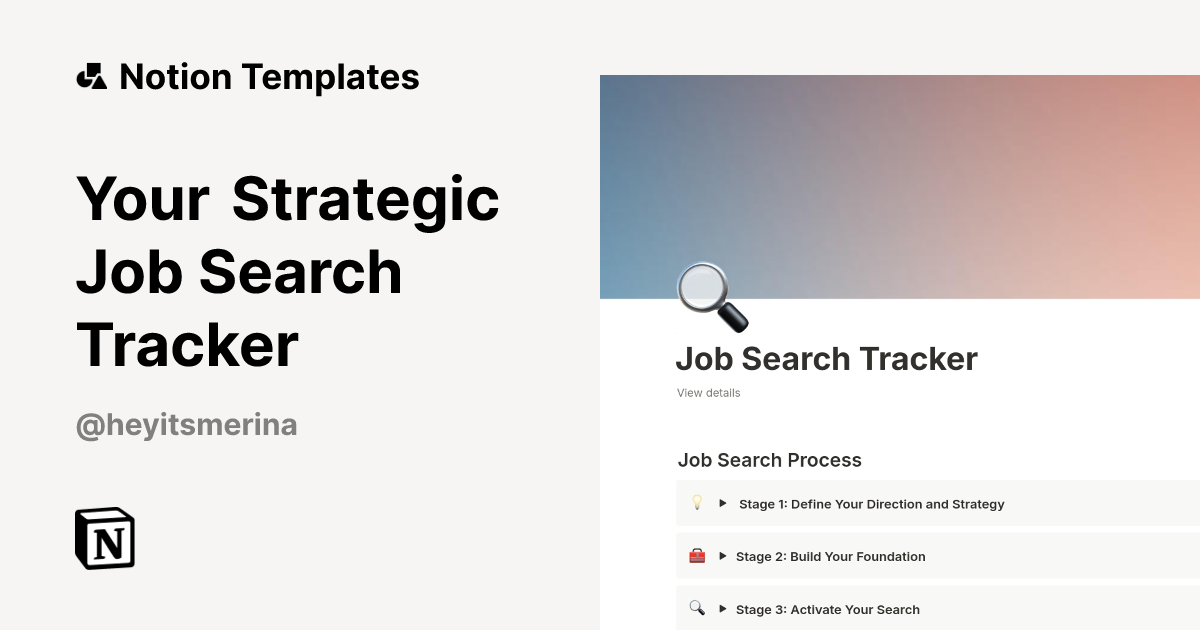 תבנית Your Strategic Job Search Tracker מאת heyitsmerina | Marketplace ...