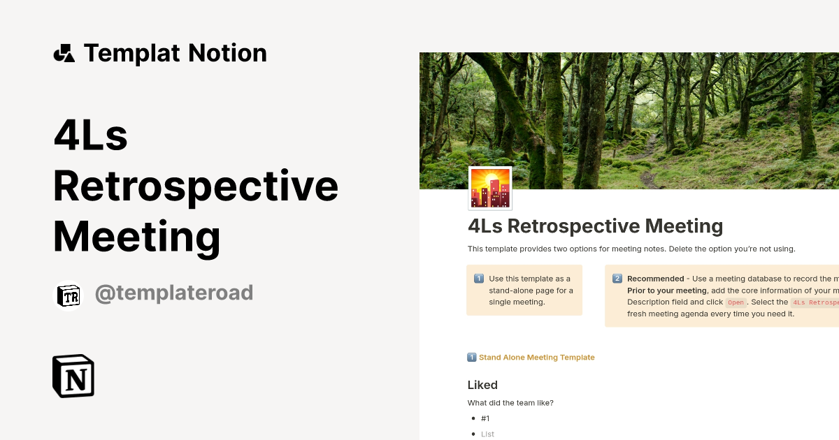 Templat 4Ls Retrospective Meeting | Notion Marketplace