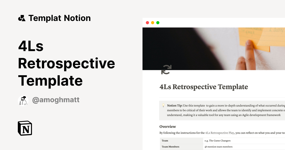 4Ls Retrospective Template Templat oleh Amogh Matt | Notion Marketplace