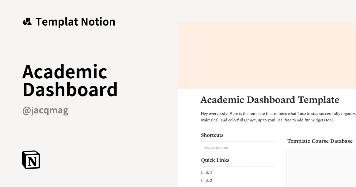 Academic Dashboard Templat oleh Jackie | Notion Marketplace