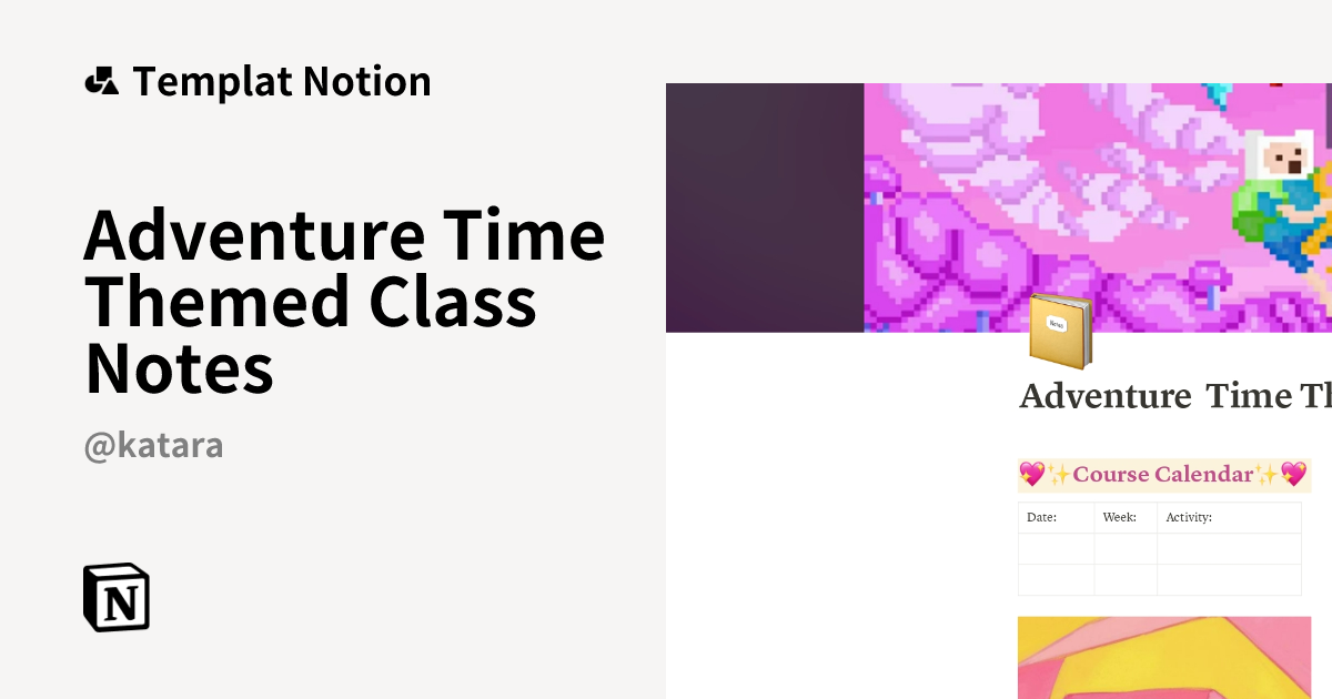 Templat Adventure Time Themed Class Notes | Notion Marketplace