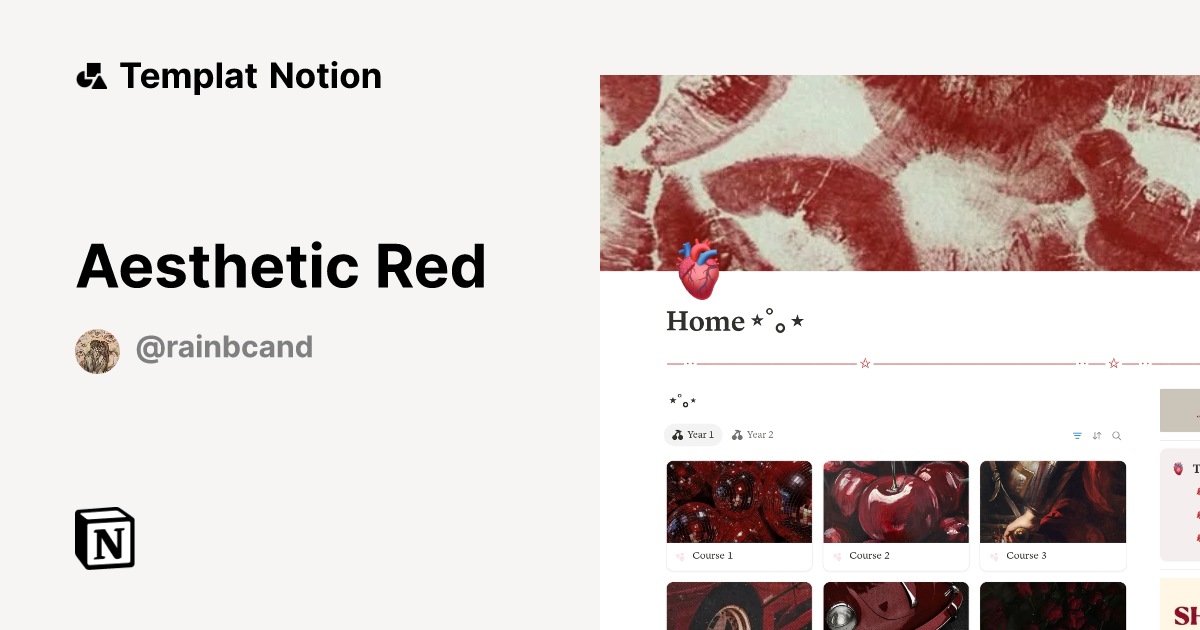 Templat Aesthetic Red | Notion Marketplace