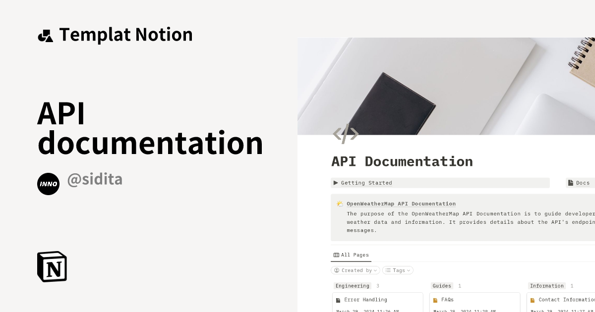 Templat API documentation | Notion Marketplace