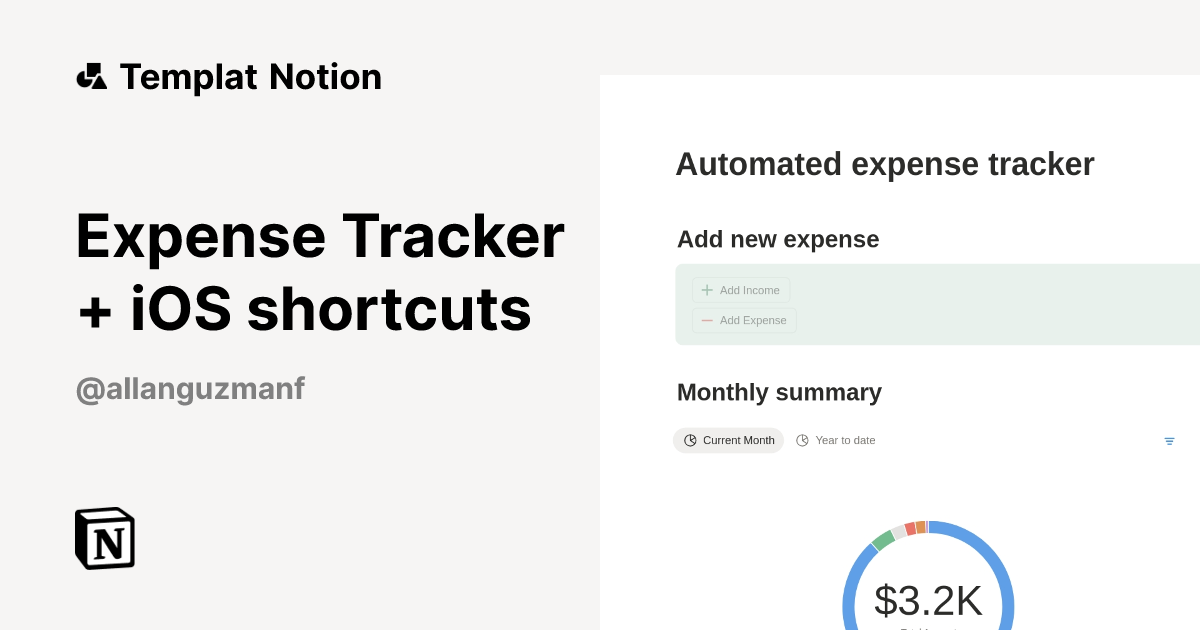 Templat Expense Tracker + iOS shortcuts | Notion Marketplace