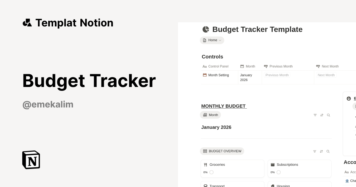 Templat Budget Tracker | Notion Marketplace