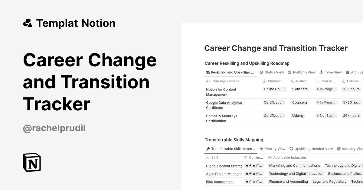 Career Change and Transition Tracker Templat oleh babybrief | Notion ...
