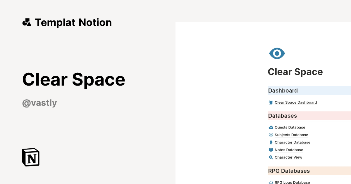 Templat Clear Space | Notion Marketplace