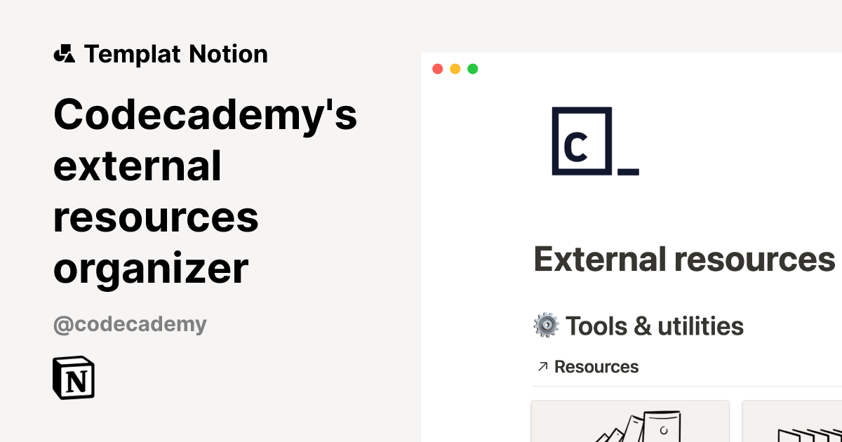Templat Codecademy's external resources organizer | Notion Marketplace
