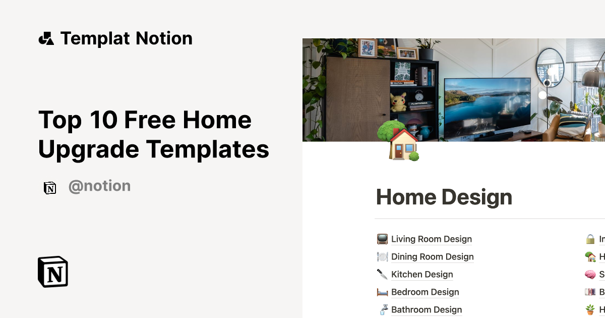 Top 10 Free Home Upgrade Templates | Notion Marketplace Templat