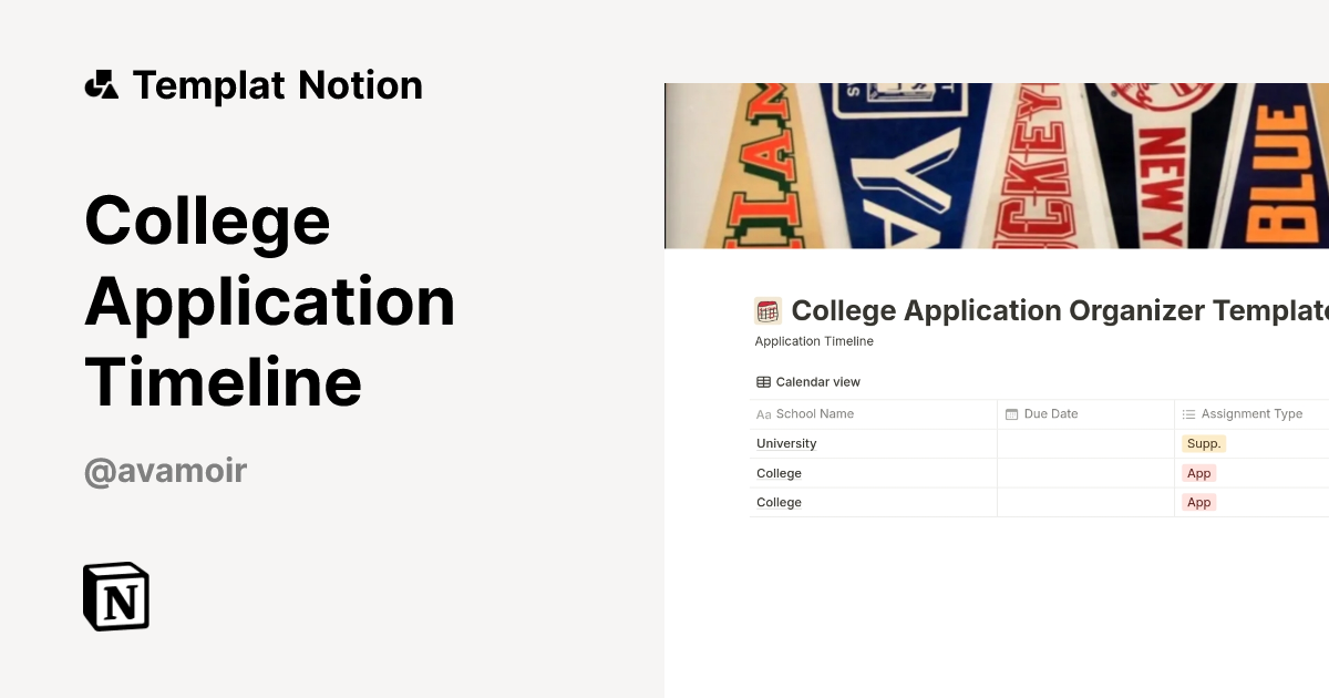 College Application Timeline Templat oleh Ava Moir | Notion Marketplace