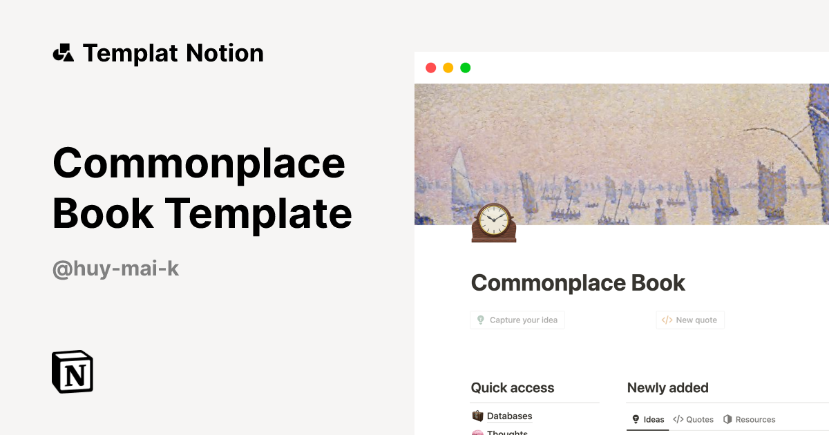 Templat Commonplace Book Template | Notion Marketplace