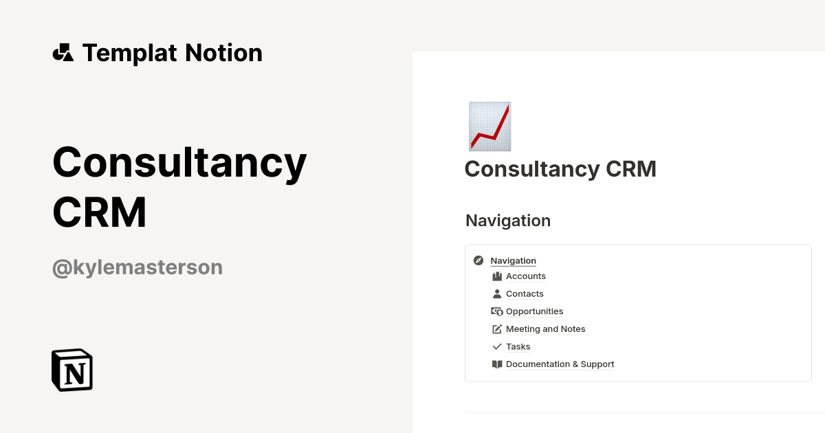 Consultancy CRM Templat oleh Kyle Masterson | Notion Marketplace