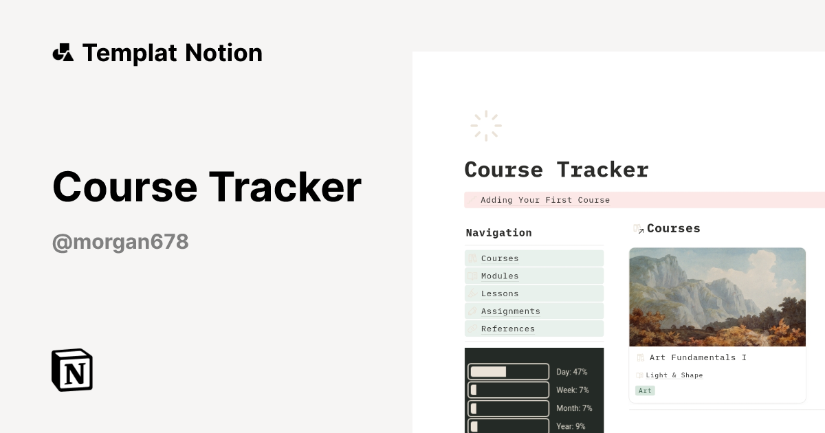 Templat Course Tracker | Notion Marketplace