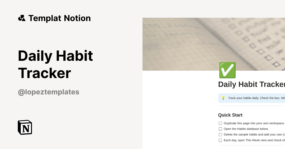 Templat Daily Habit Tracker | Notion Marketplace