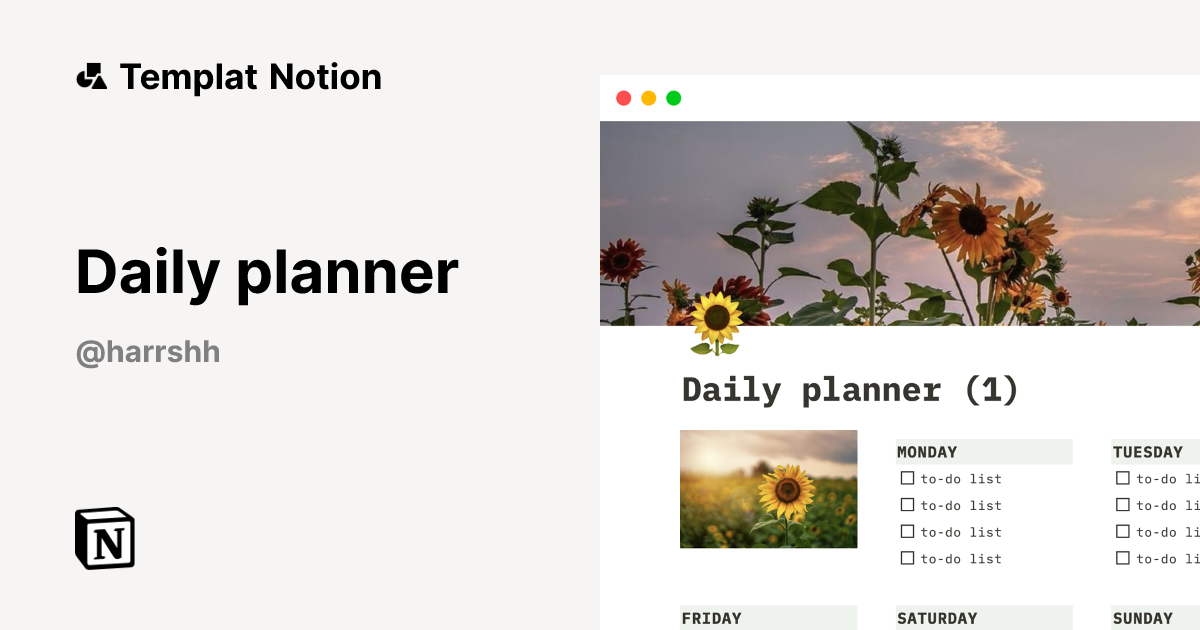 Templat Daily planner | Notion Marketplace