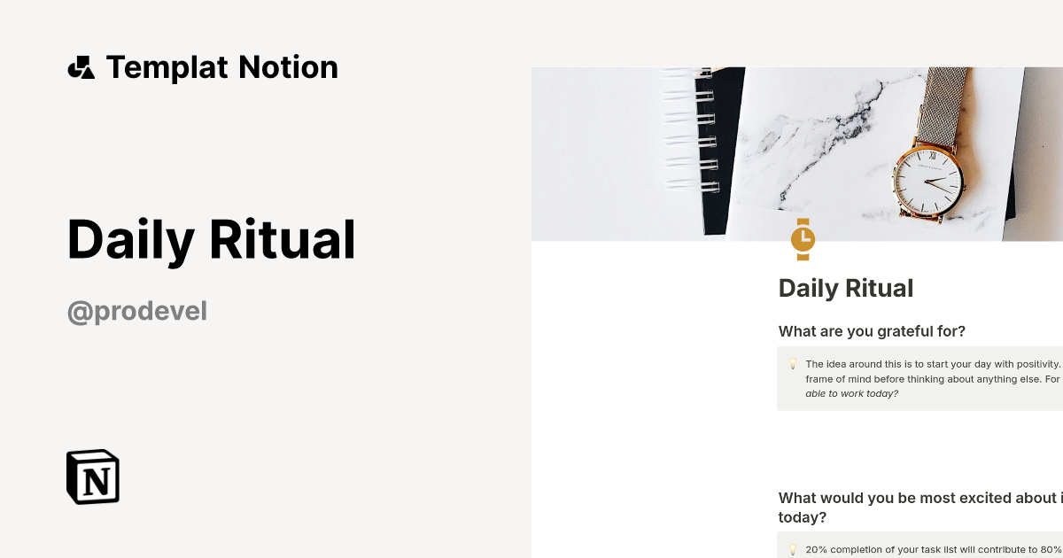 Daily Ritual Templat oleh Prodevel | Notion Marketplace