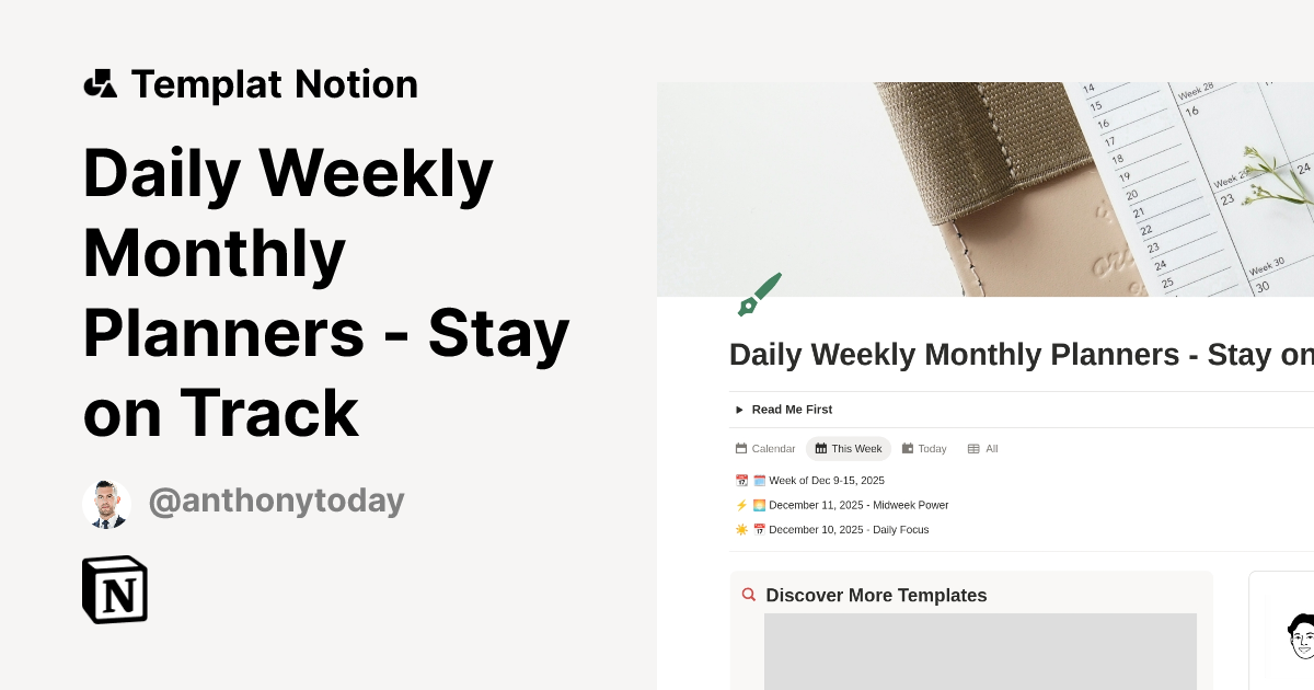 Daily Weekly Monthly Planners - Stay on Track Templat oleh AnthonyToday ...