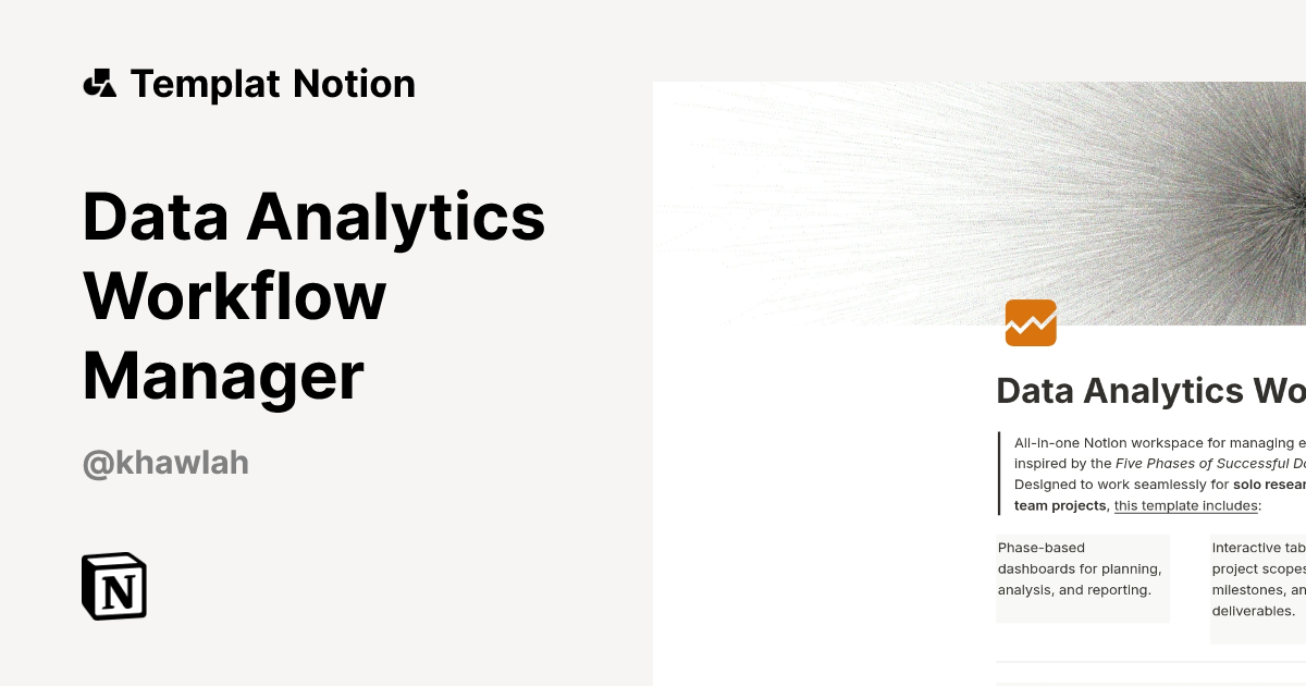 Data Analytics Workflow Manager Templat oleh Khawlah | Notion Marketplace