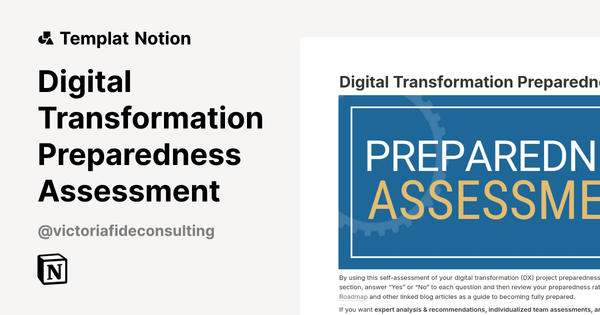 Templat Digital Transformation Preparedness Assessment | Notion Marketplace