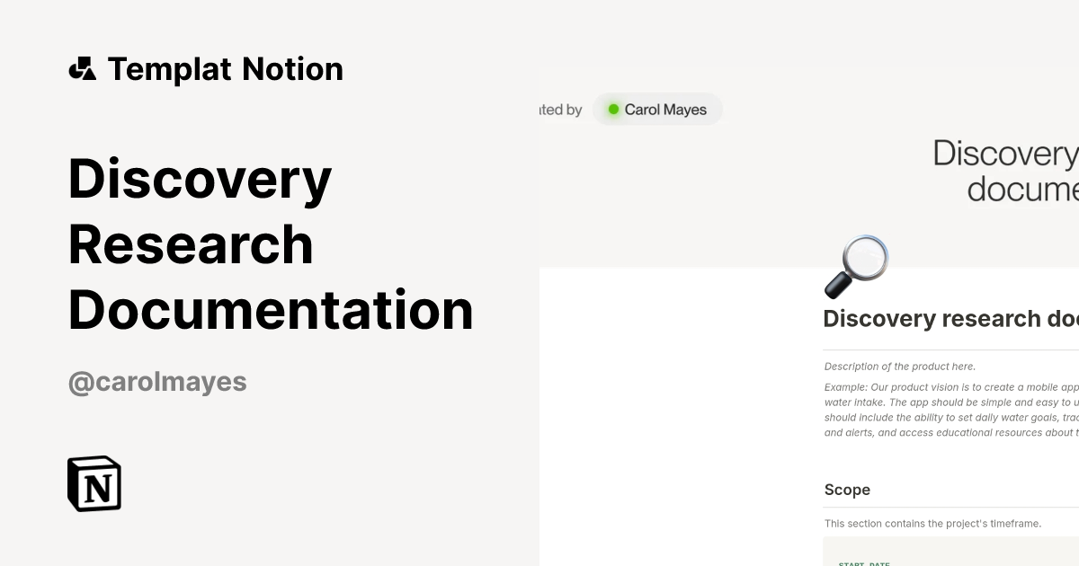 Discovery Research Documentation Templat oleh Carol Mayes | Notion ...