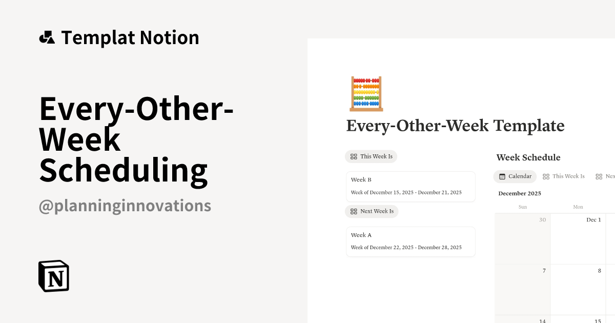 Templat Every-Other-Week Scheduling | Notion Marketplace