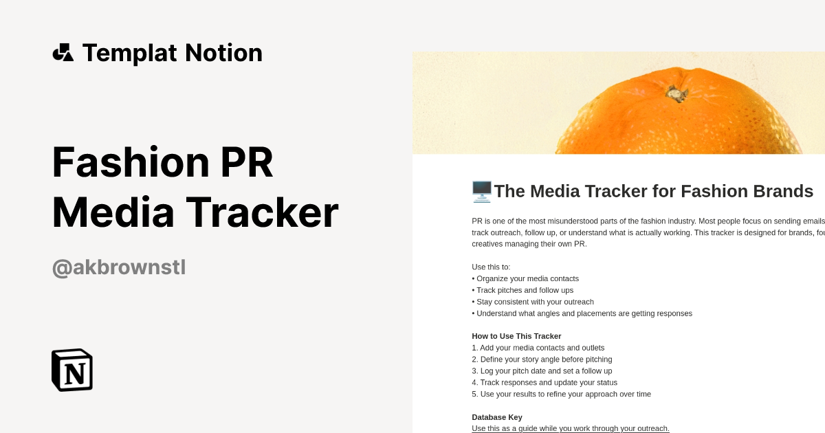 Fashion PR Media Tracker Templat oleh AK Brown - The Fashion Connector ...